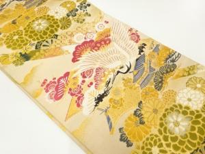 アンティーク　松梅に鶴模様織出し丸帯（着用可）